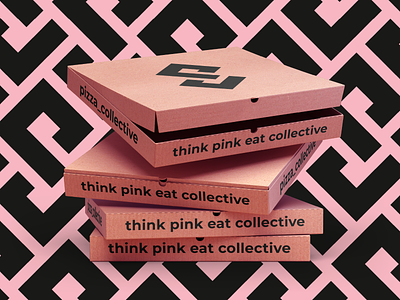 PIZZA COLLECTIVE black brand branddesign branding design illustration logo newyork pack packaging pink pizza textureù