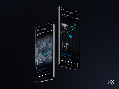 Weather app UI - Dark mode 3d animation branding design graphic design motion graphics ui ux