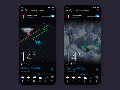 Weather app Dark mode animation branding design graphic design motion graphics ui ux