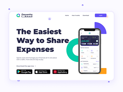 Website Homepage - Expenses Sharing App - Financial - Qassemha