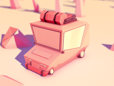 camping.gif 3d animation c4d camping car form geometric gif illustration motion shape truck