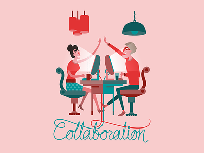 Collaboration Illustration collaboration editorial highfive illustration lettering monostroke type wip
