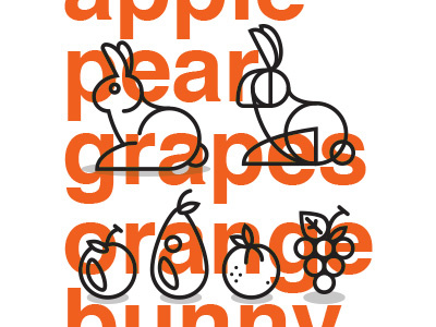 Rabbit & Fruit apple fruit grape illustration orange pear rabbit spring vector