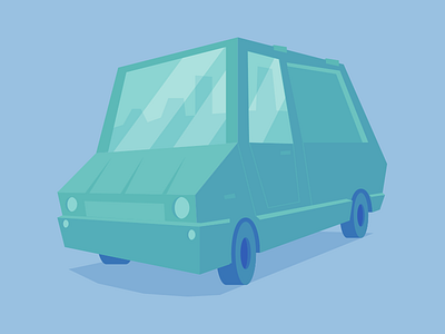 Found Van angular blue cars illustration low poly pink retro van