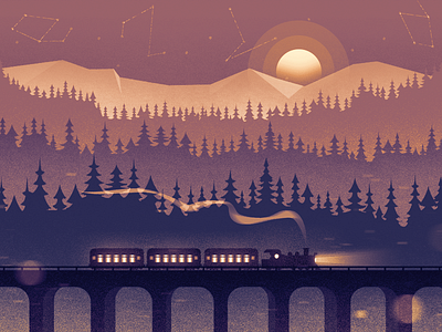 Social Header — Winter Train design illustration mountain night snow stars train winter xmas