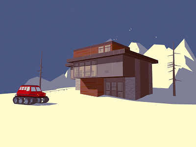 Winter House Texture/UV (WIP) 3d animated animation architecture house model motion snowcat texture uv winter wip
