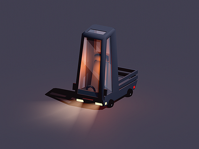 Micro Van (WIP) 3d c4d illustration light lowpoly mirco model night shadow van