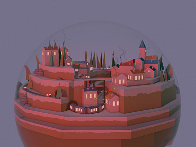 Winter Town 3d architecture cinema4d doodle illustration isometric town village