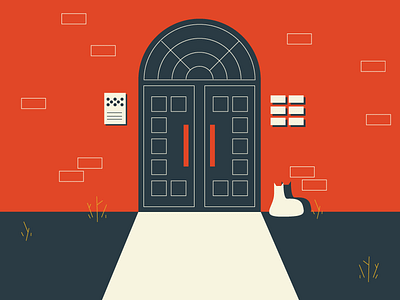 Rooms Background 1 architecture bold cat design door illustration line mono palette retro room simple