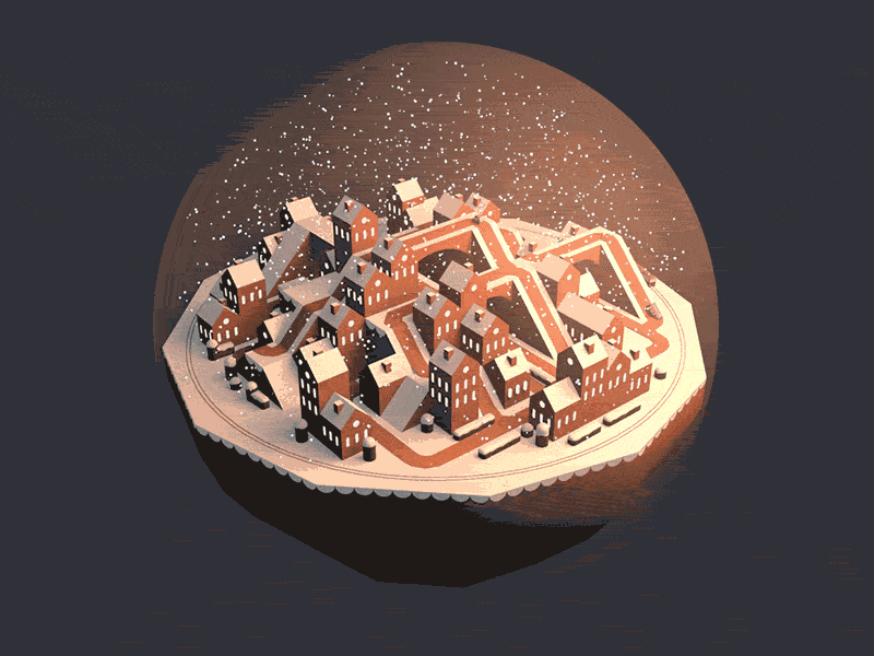 Globe.gif 3d c4d christmas design geometric illustration snow snowglobe town village winter xmas