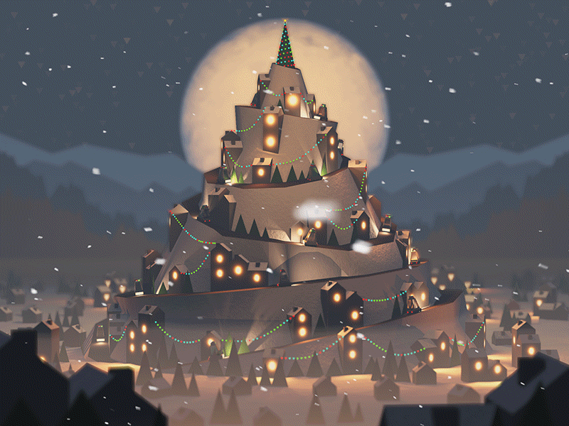Shape Christmas 2017 animation christmas design gif illustration moon motion mountain snow winter xmas