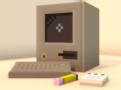 LETS COMPUTE MACINTOSH! 3d aftereffects animation beige blender computer design geometric geometry gif illustration lowpoly motion photoshop render retro