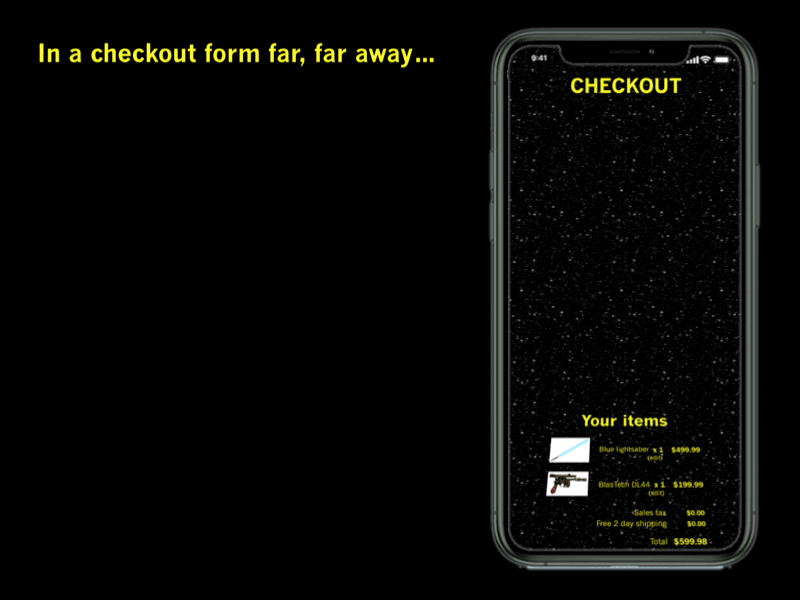 Star Wars checkout form checkout form checkout process dailyui star wars ui design