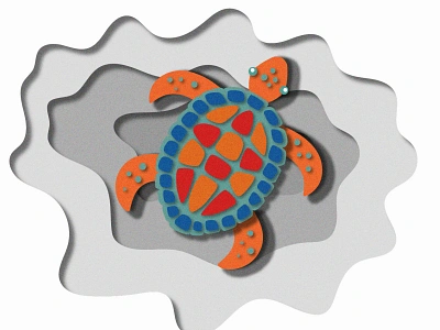 Radioactive sea turtle - card board cutout style cardboard cutout illustration sea turtle