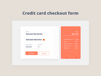 Credit card checkout form