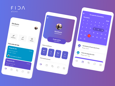 Fida aluno app figma minimal mobile ui university