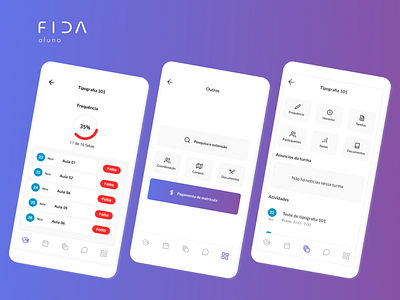 Fida aluno app design figma learning minimal mobile ui