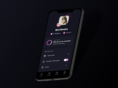 User profile - Online course app app dark education figma minimalism profile ui