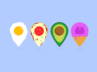 Food Nav Pins (Best Of #Vectober 2) avocado cream egg food ice nav navigation pins pizza ui vectober