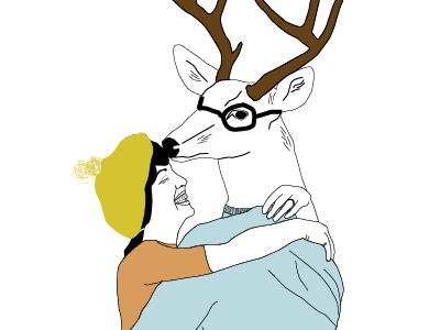 deer love animals art awkward colors concept deers drawings funny illustration lines mustard odd people weird