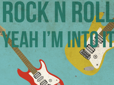 rock and roll its no big deal art colors concept funny illustration line drawings music mustard prints red rock n roll