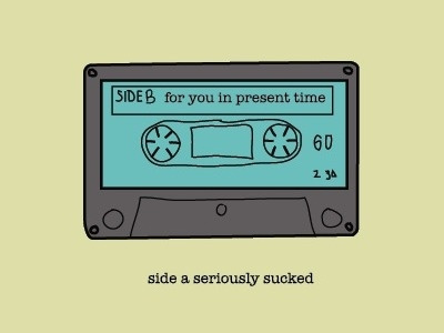 Tapes Are Fo Suckas abstract art color female funny illustration line drawings lines music playlist type