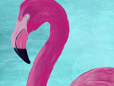 Flamingo animal bird design digital painting displate environment illustration metal print pink procreate procreate art