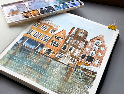 Amsterdam amsterdam art artist canals city debut design fairytale handmade holland illustration landscape travel watercolour