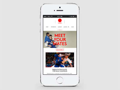 MyJudo Mobile responsive screen design