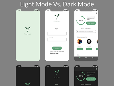 Dark Mode v Light Mode app appdesign branding dailyui darkmode designs illustration ui ux