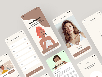 Face Fitness Mobile App beauty design design app face fitness fitness fitness app illustration mobile app mobile app design mobile design ui