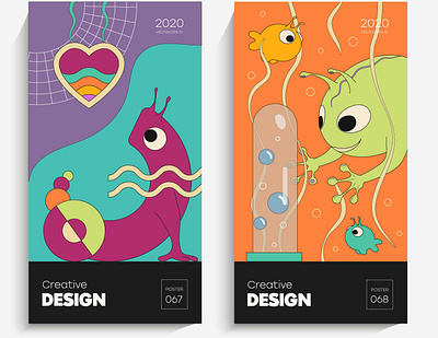 Bright abstract art illustration abstract brochure design bubble cartoon comic creative design curves forms funky illustration monsters monsters inc psychedelic vector