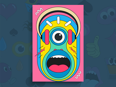 Colorful art poster  cartoon illustration