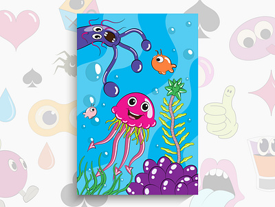 Bright abstract art illustration abstract algae art bubble cartoon clip art comic drawing festival fish graffiti holiday jellyfish pond pop pop art retro seabed squid wow