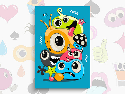 Cartoon Doodles pattern with monsters abstract alien art bubble bubbles cartoon characters comic crazy doodle doodles emotion graffiti grafitti humor monster objects pattern sketch vector