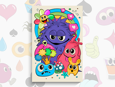 Cartoon Doodles pattern with monsters abstract alien art bubble bubbles cartoon characters comic crazy doodle doodles emotion graffiti grafitti humor monster objects pattern sketch vector