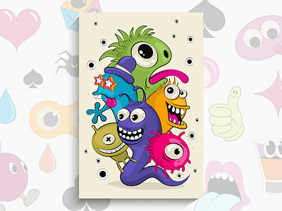 Cartoon Doodles pattern with monsters