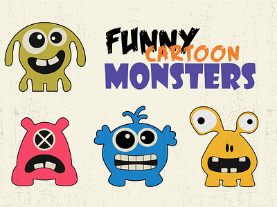 Funny cartoon colorful monsters