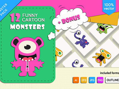 Cartoon funny monsters collection cool crazy cute cute robots different emoticon fun funny game happy icon laughing monsters mouth robots set smiley square vector