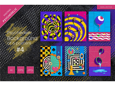 Psychedelic abstraction of 6 posters