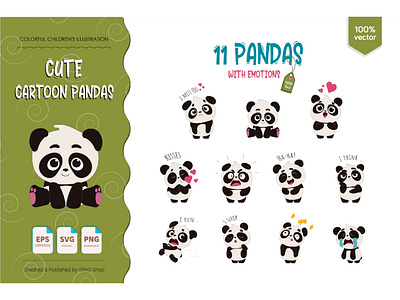 Download 11 Cartoon Pandas With Emotions By Andrey Keno On Dribbble