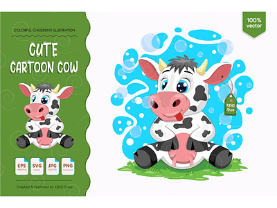 Download Cute Cartoon Cow By Andrey Keno On Dribbble