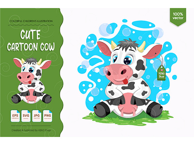 Cute Baby Cow SVG, Cartoon Baby Cow Vector Clip Art