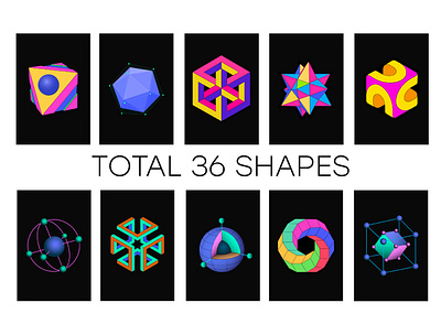 3D Geometric colored shapes 3d abstract circle collection concept construction crystal form geometric geometric patterns geometric shapes geometry graphic hexagon icon isolated line symbol triangle vector