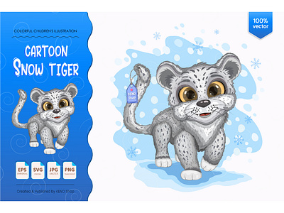 Cartoon Snow Tiger