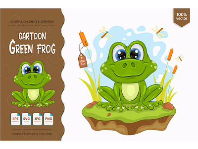 Cartoon green frog