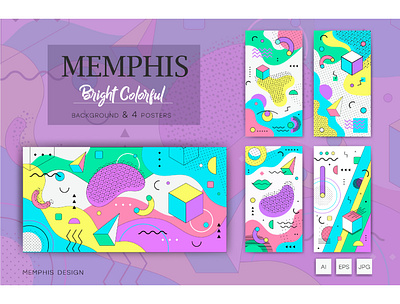 Memphis background. Bright colorful. abstract art artwork backgrounds card collection colorful cover creative curve decor decoration design elements futuristic memphis memphis elements occultism poster memphis
