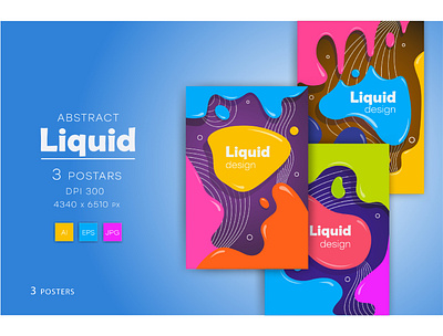 Colorful posters in liquid style. 3d 3d objects 3d shapes abstract abstract shapes abstraction cartoon design elements flow fluid fluid shapes geometric shapes holographic gradients liquid liquid shapes liquid waves psychedelic posters shape vibrant gradients wave