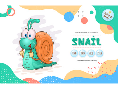 Fast cartoon snail animal background cartoon character concept cute funny illustration isolated mollusk nature quick shell slimy slow slug snail speed spiral vector