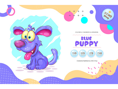 Blue cartoon puppy